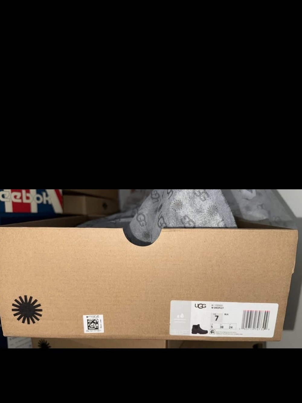 UGG Cardboard Shoe Box with Grey Branded Tissue